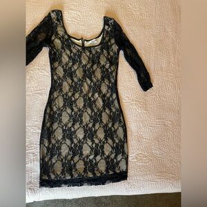 Black Lace Sheath Dress - Women's Elegant Overlay